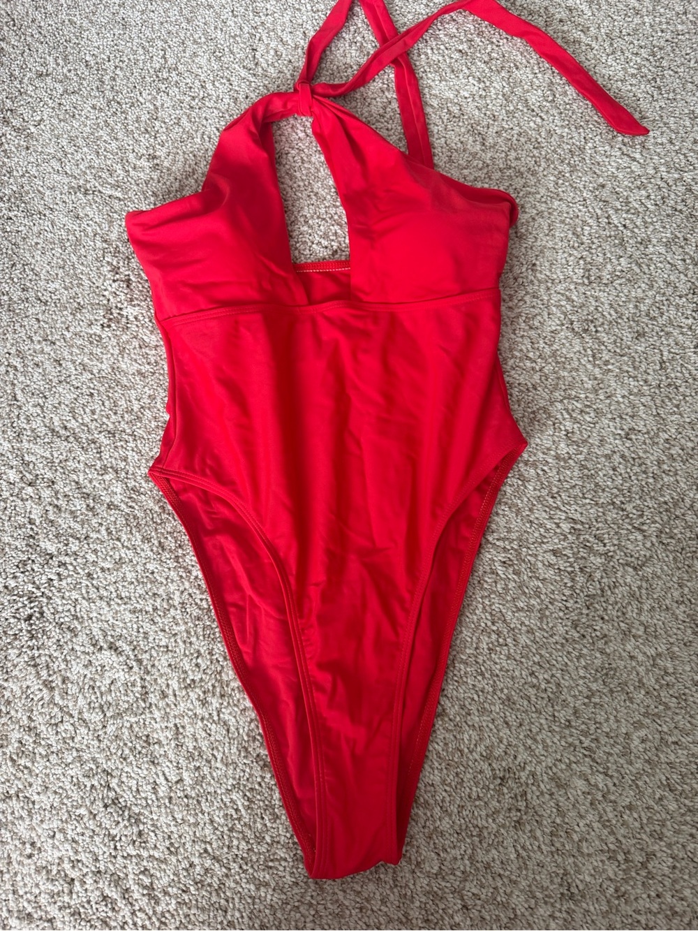 Red Halter One-Piece Swimsuit